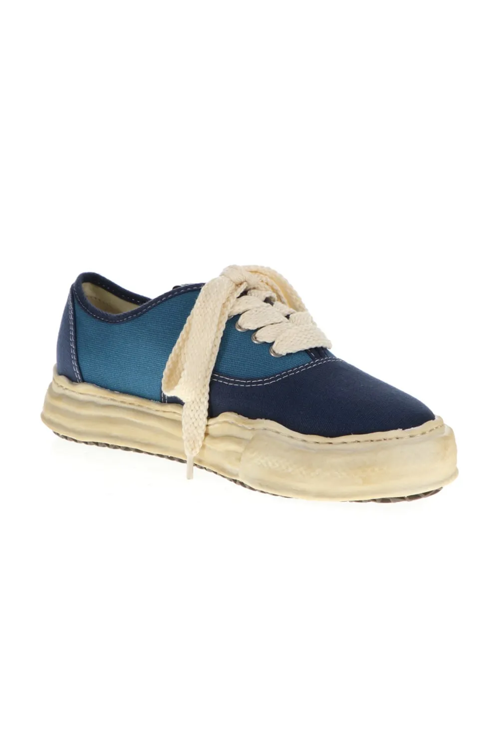 -BAKER- Over-dyed original sole canvas Low-Top sneakers Blue
