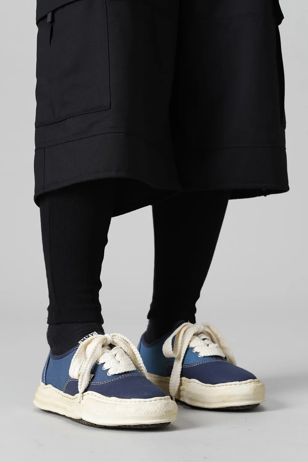 -BAKER- Over-dyed original sole canvas Low-Top sneakers Blue