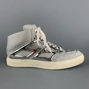 ALEJANDRO INGELMO TRON Size 8 Silver Metallic Canvas High Top Sneakers