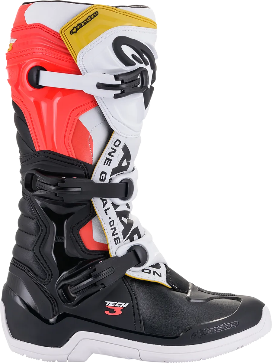 ALPINESTARS Tech 3 Boots Black/White/ Red/Fluo Yellow Sz 10 2013018-1238-10