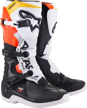 ALPINESTARS Tech 3 Boots Black/White/ Red/Fluo Yellow Sz 10 2013018-1238-10