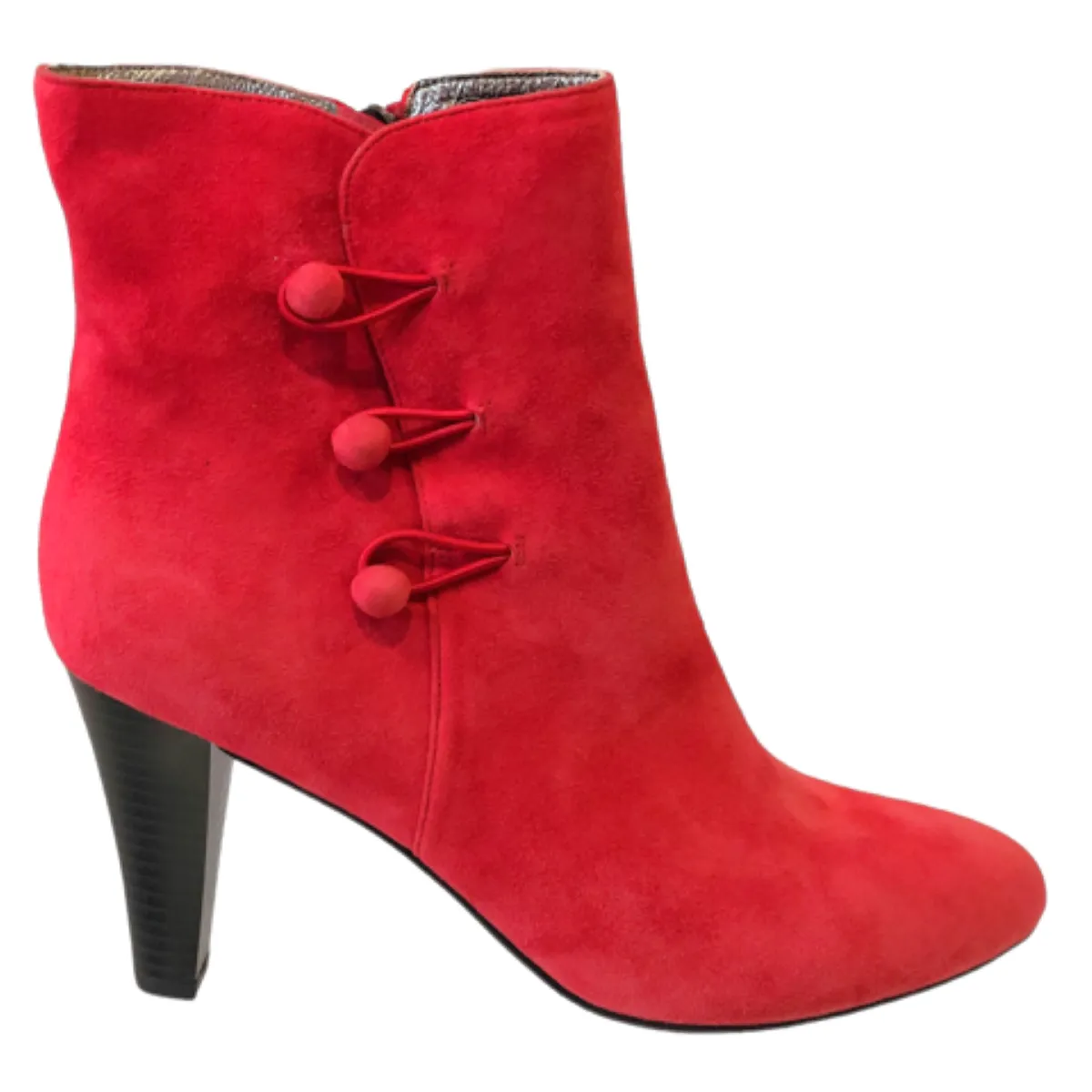 Chrissie Sadie Red Suede Ankle Boots