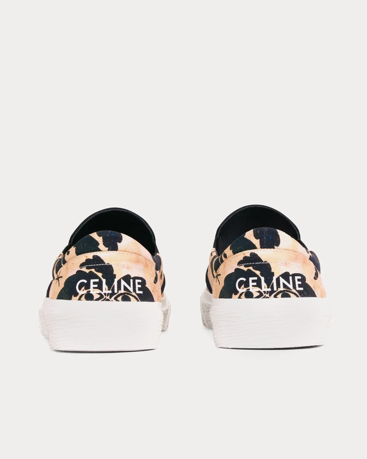 Elliot Printed Canvas 'Lost Paradise' Beige/ Black Slip On Sneakers