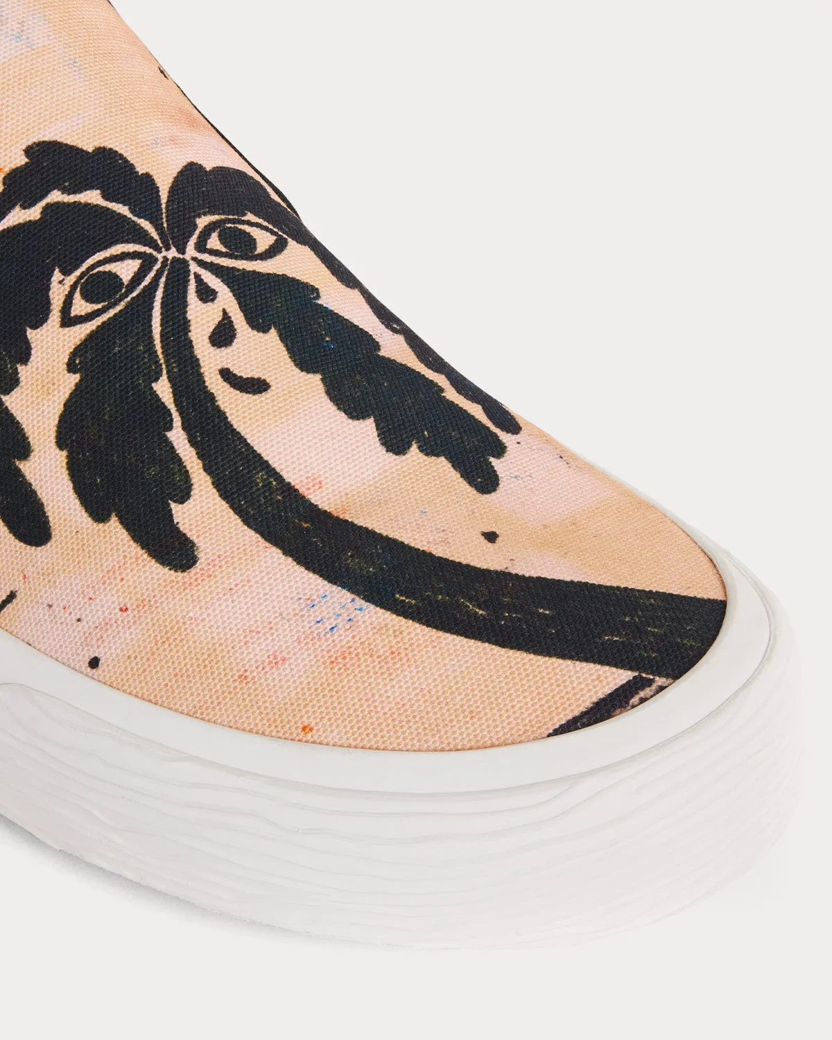 Elliot Printed Canvas 'Lost Paradise' Beige/ Black Slip On Sneakers