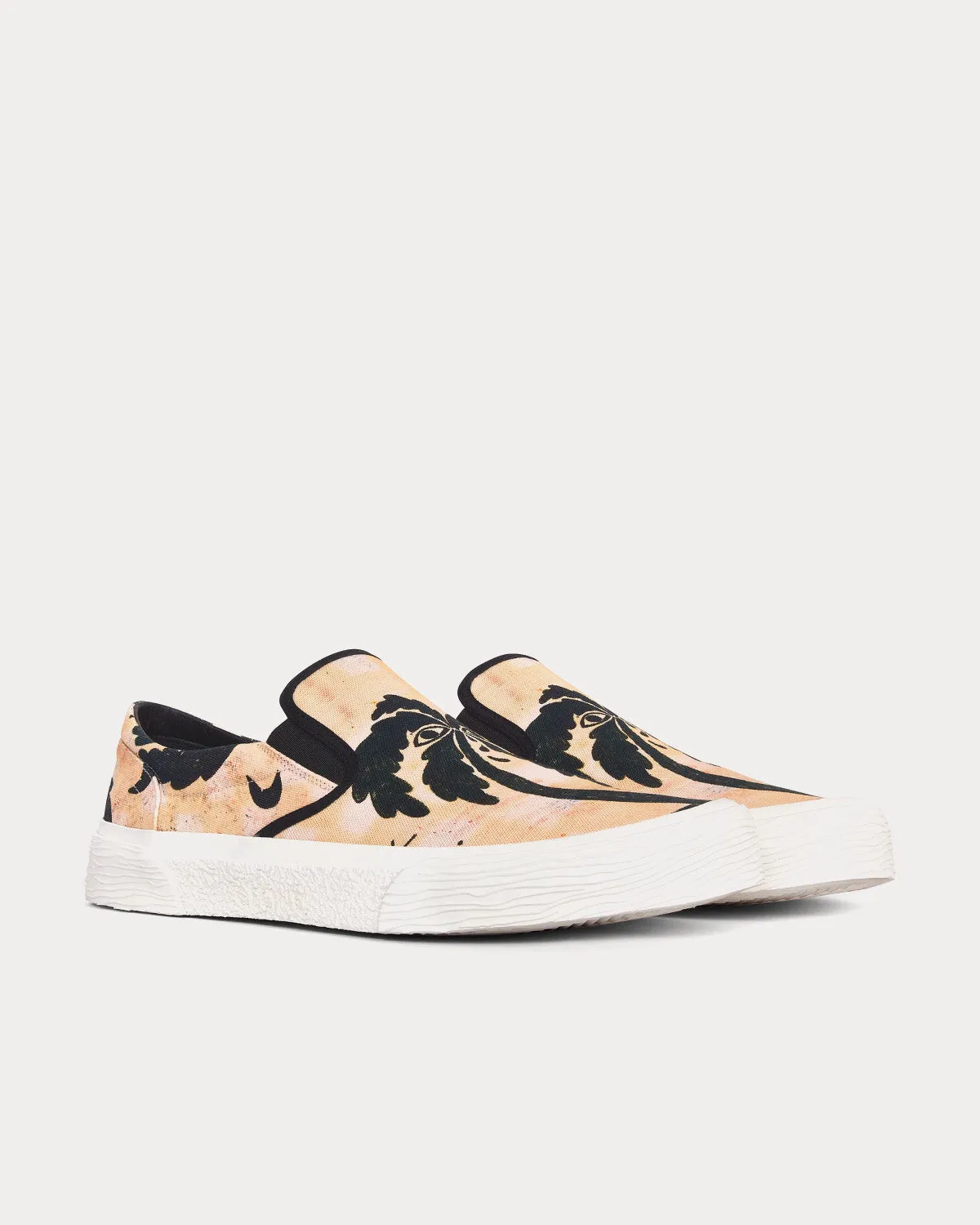Elliot Printed Canvas 'Lost Paradise' Beige/ Black Slip On Sneakers