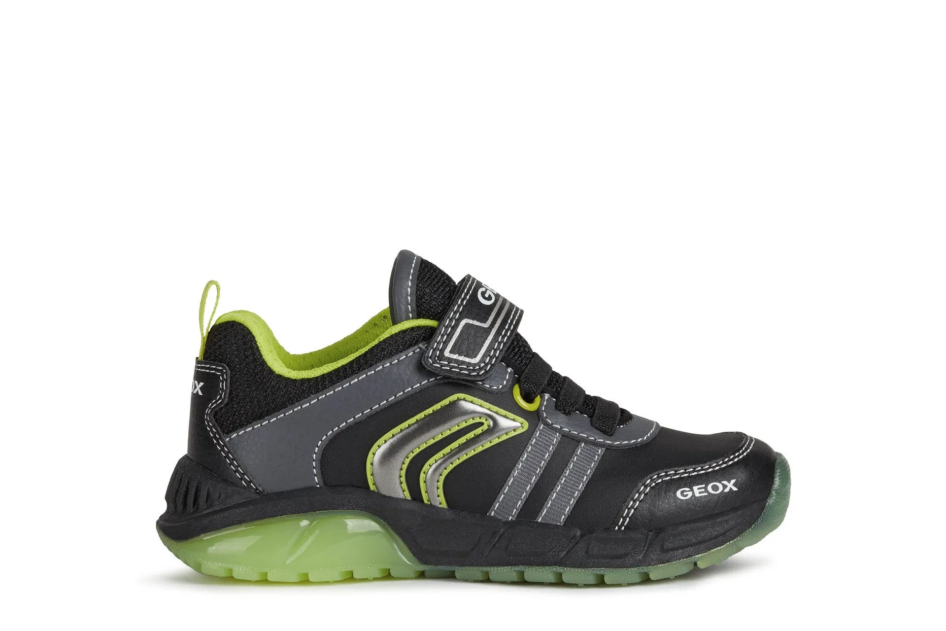 Geox Kids Trainers | Spaziale | Black & Lime