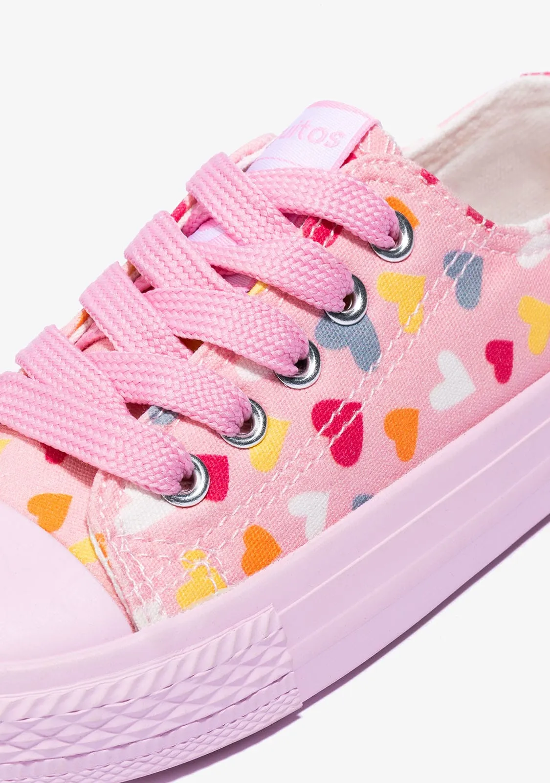 Girl's Pink Cord Heart Sneakers Canvas
