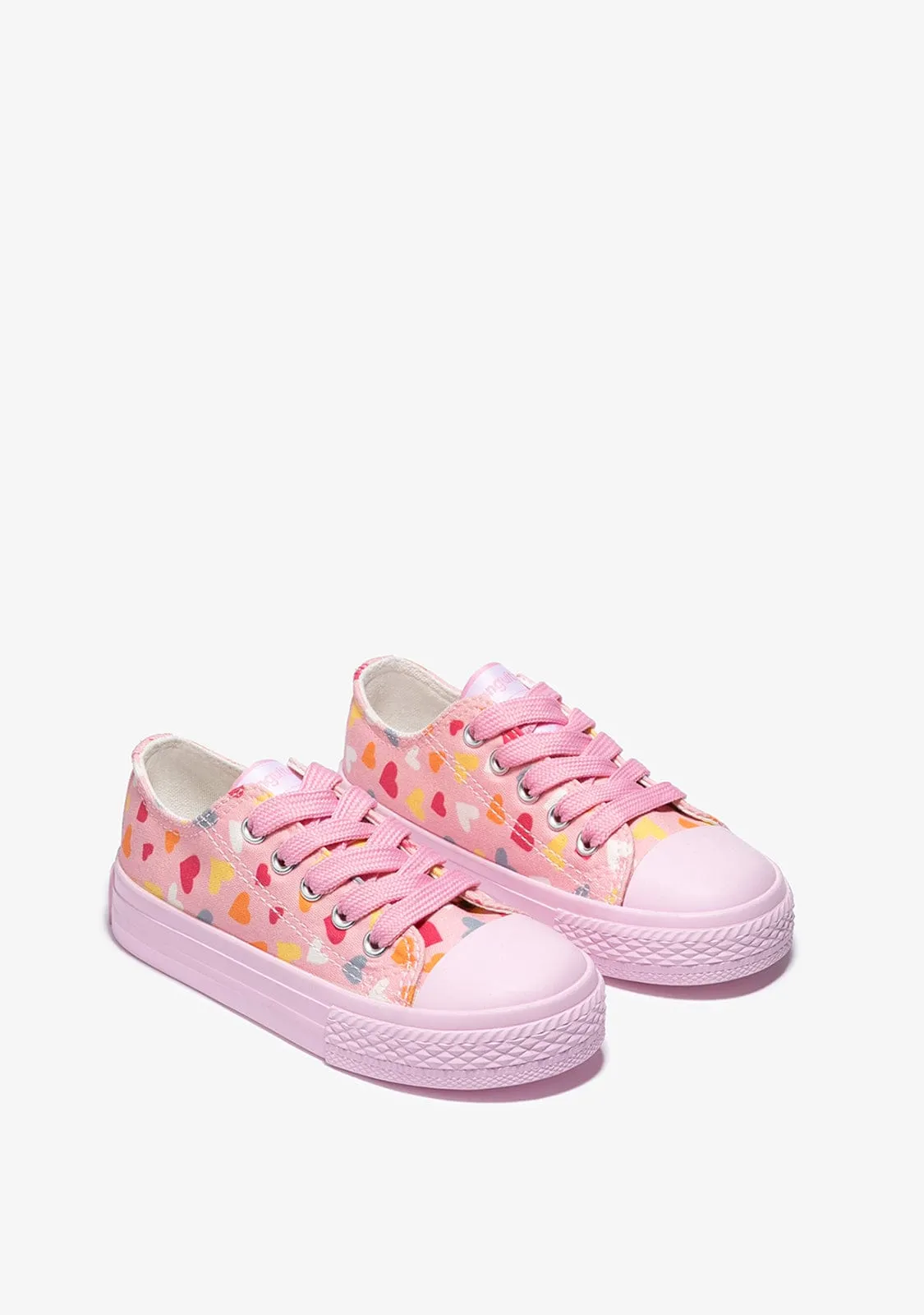 Girl's Pink Cord Heart Sneakers Canvas