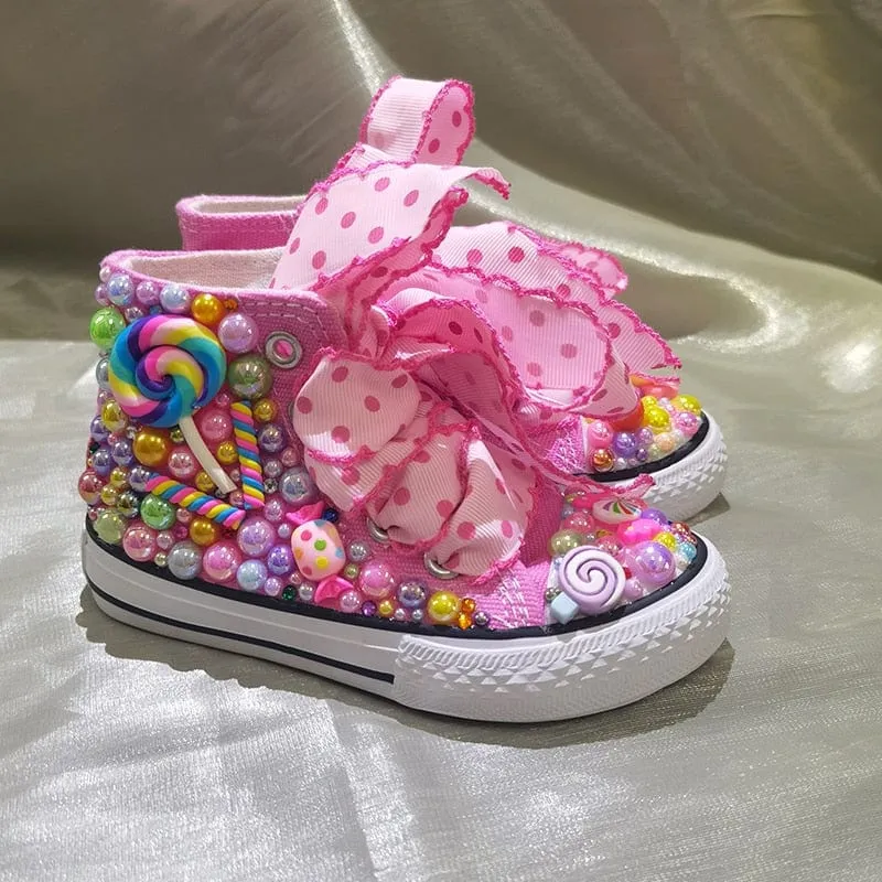Lollipop Candy Kids High-Top Canvas Sneakers