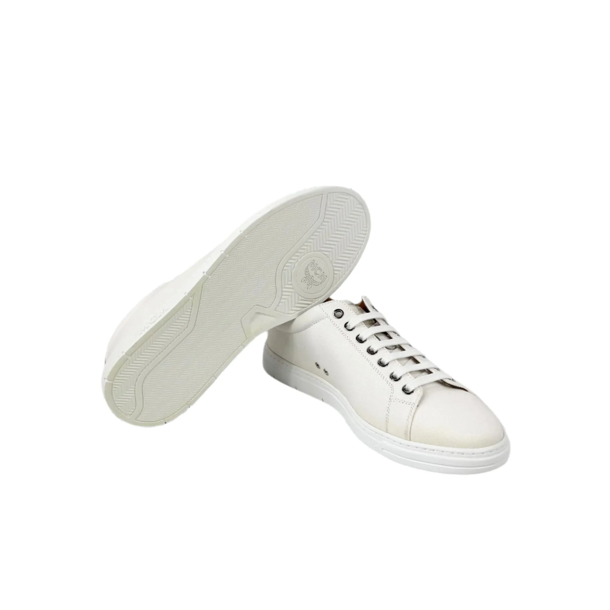 MCM LT Terrain Derby White Cotton Canvas Sneakers