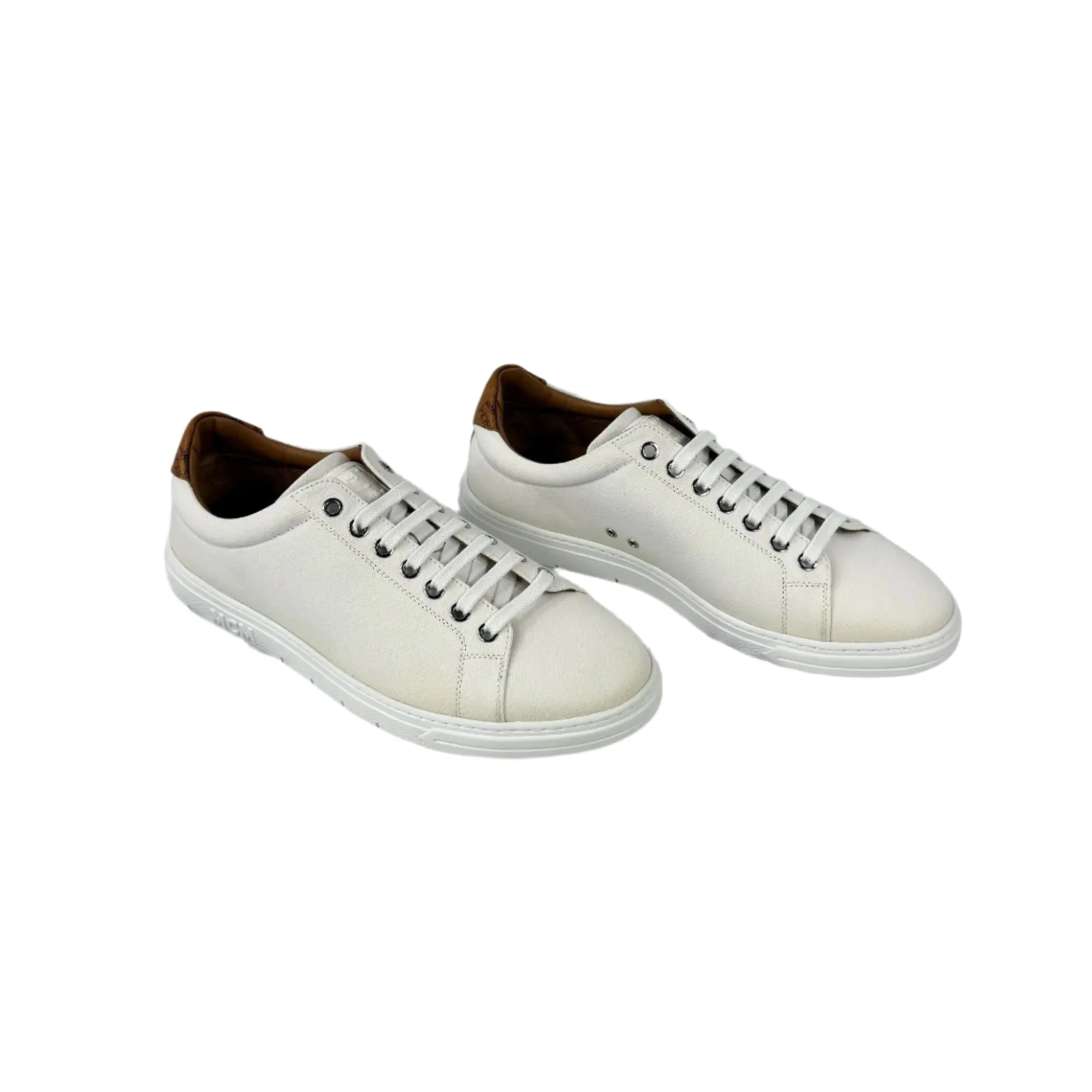 MCM LT Terrain Derby White Cotton Canvas Sneakers