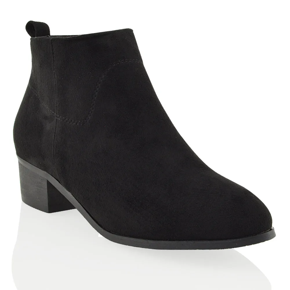 Melodie Zip Up Cowboy Ankle Boots With Low Block Heel in Beige