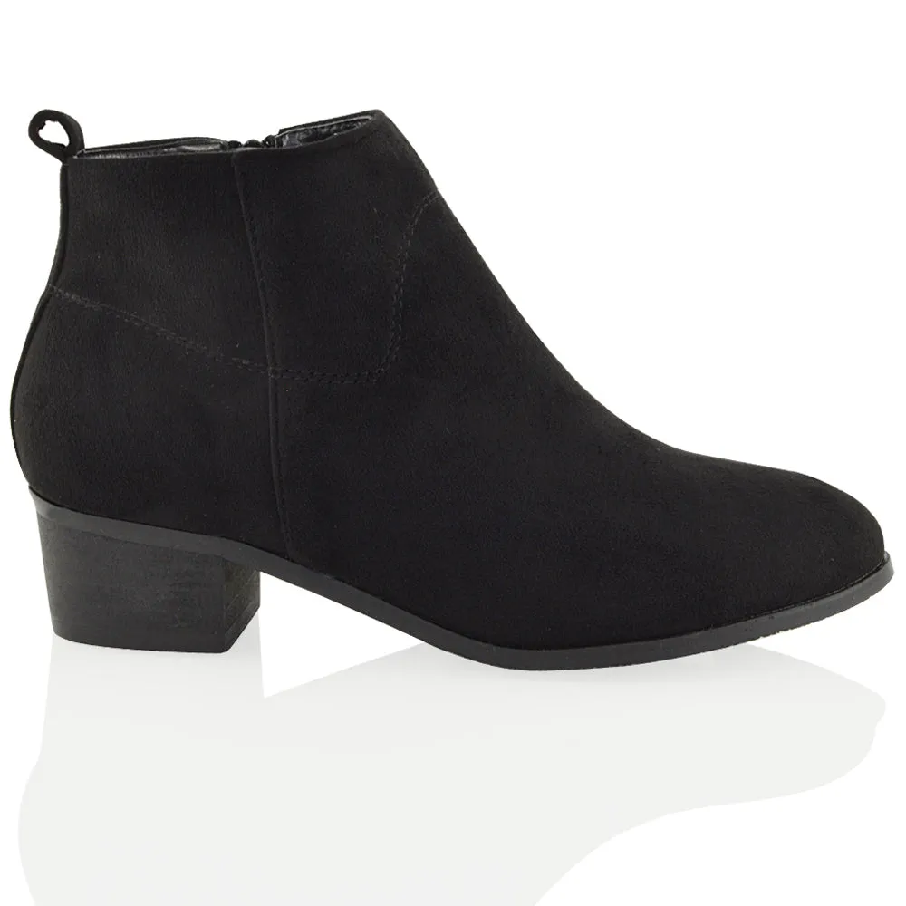 Melodie Zip Up Cowboy Ankle Boots With Low Block Heel in Beige