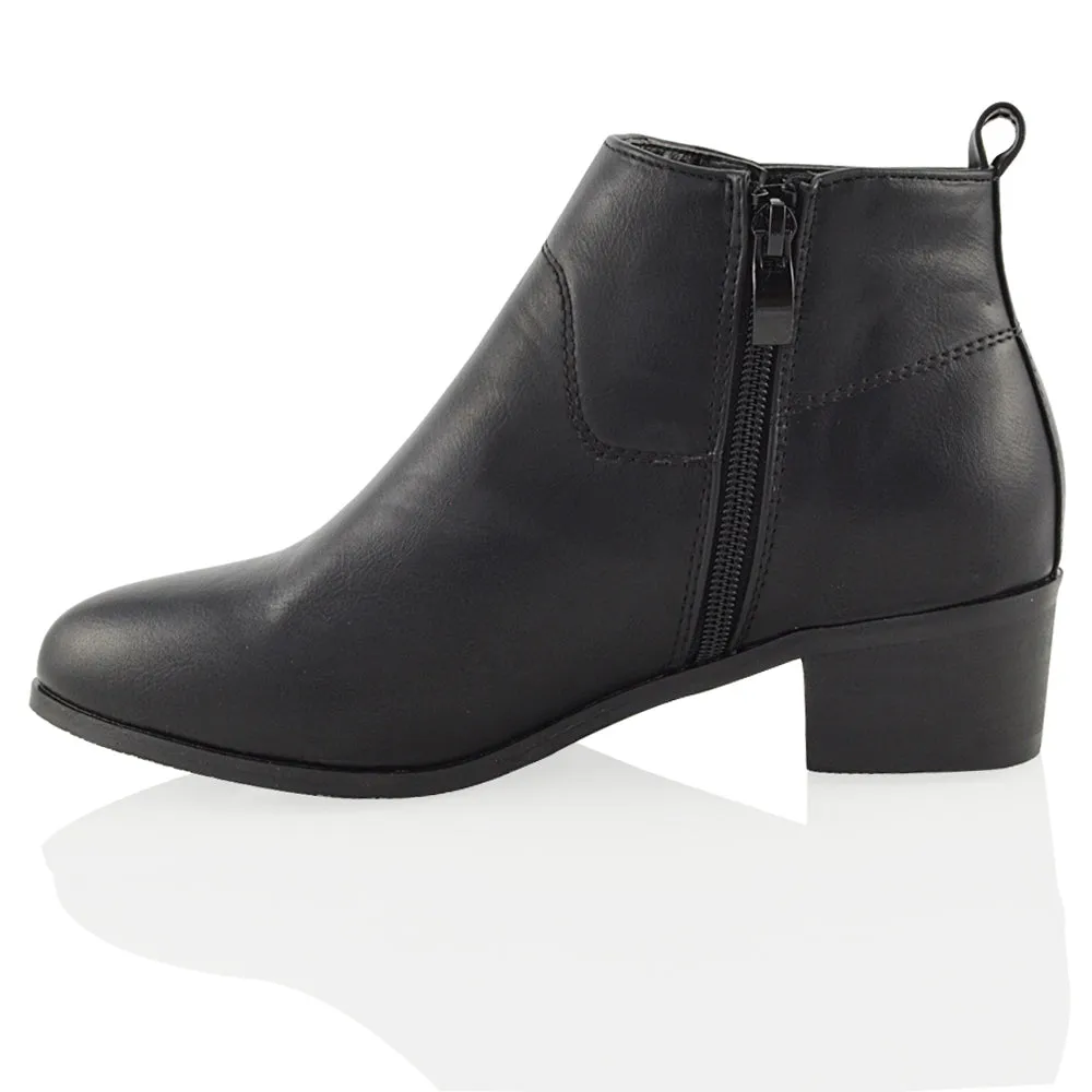Melodie Zip Up Cowboy Ankle Boots With Low Block Heel in Beige