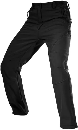 Men'S Fleece Lined Outdoor Cargo Hiking Pants Water Repellent Softshell Snow Ski Pants with Zipper Pockets