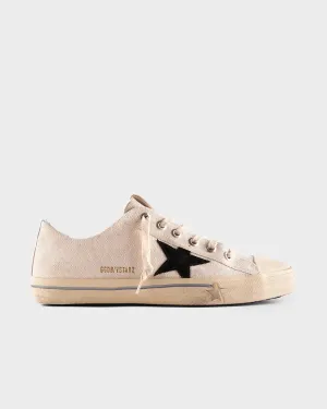 Off White Canvas And Black Star Sneakers