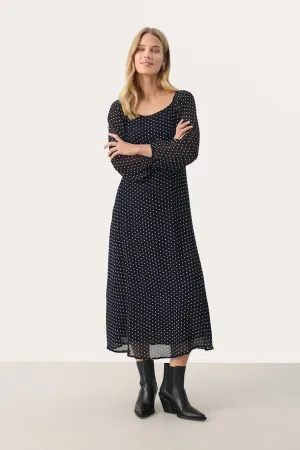 Part Two LankaPW Polka Dot Dress in Navy