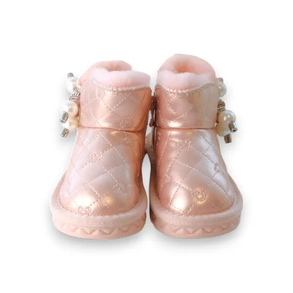 Pink Pearl Charm Quilted Boot