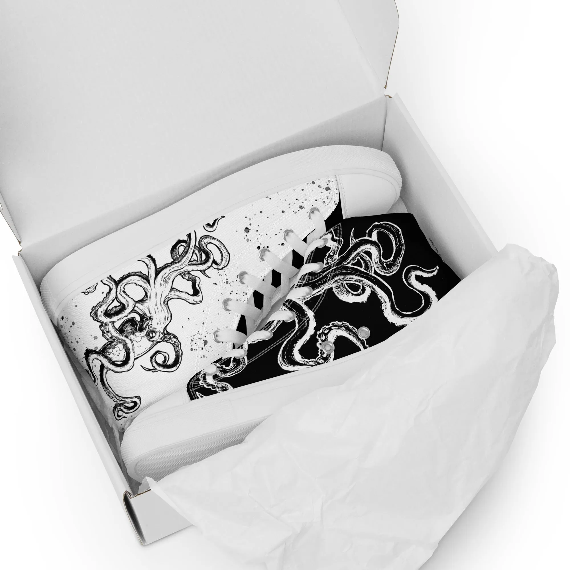 "The Octopus" Men's Mismatched High top Canvas Sneakers