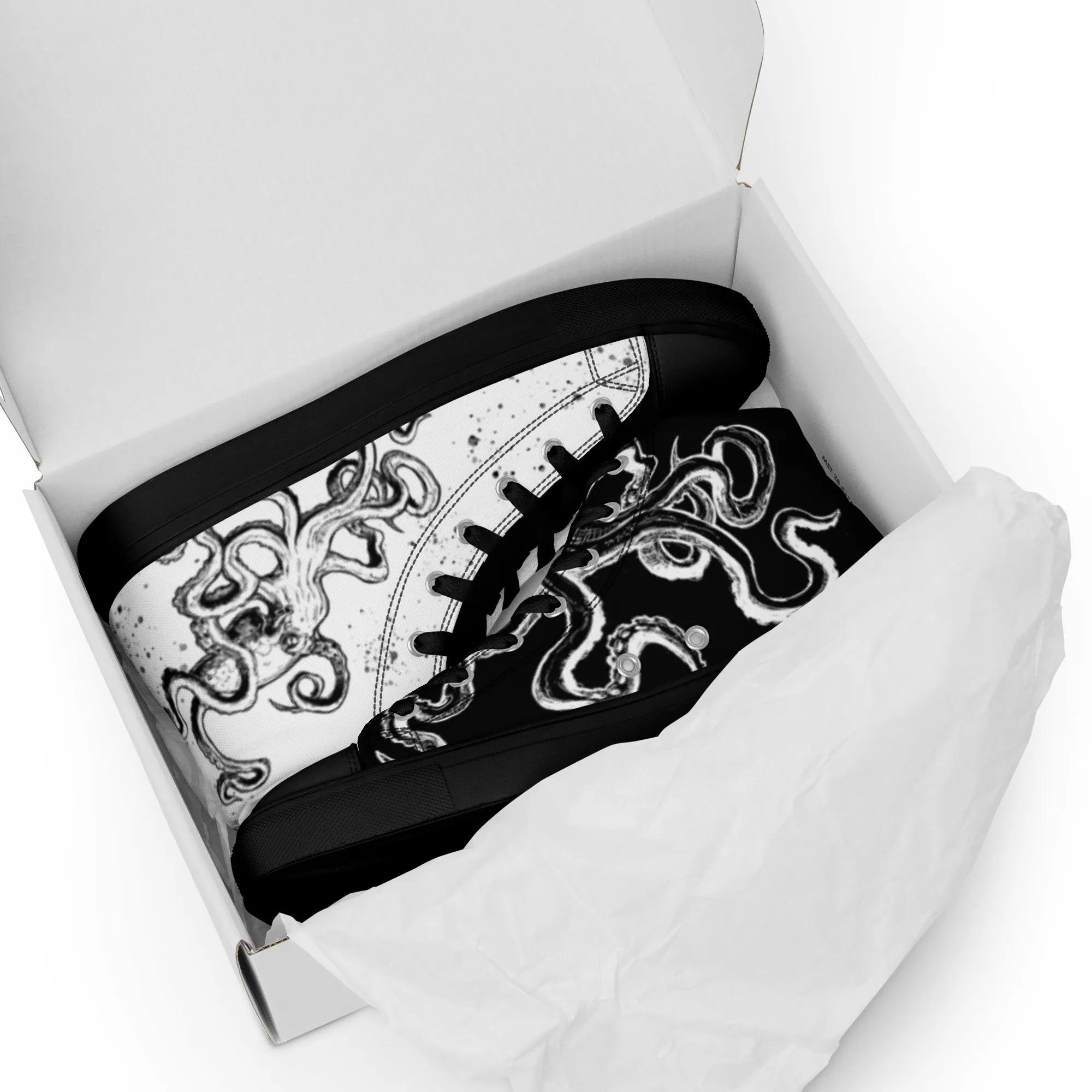 "The Octopus" Men's Mismatched High top Canvas Sneakers