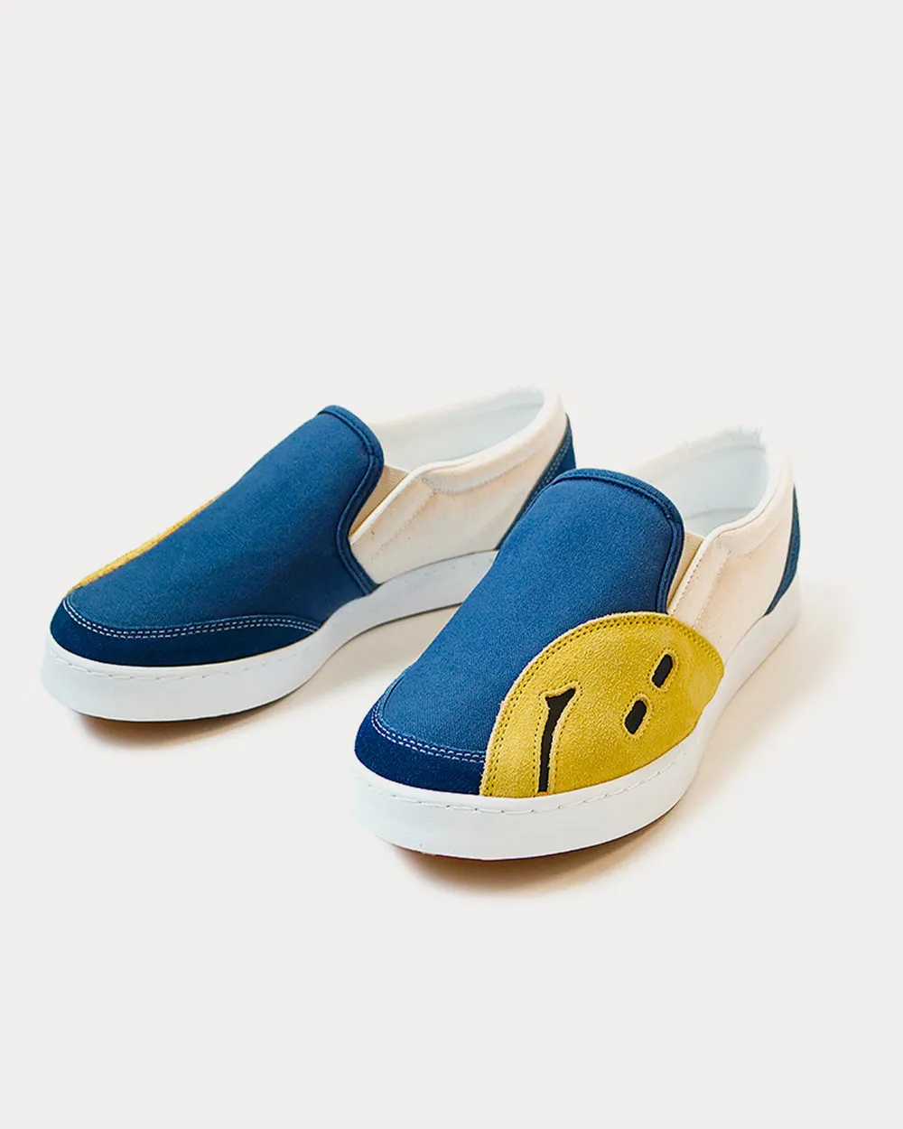 Rain Smile Natural & Blue Slip On Sneakers