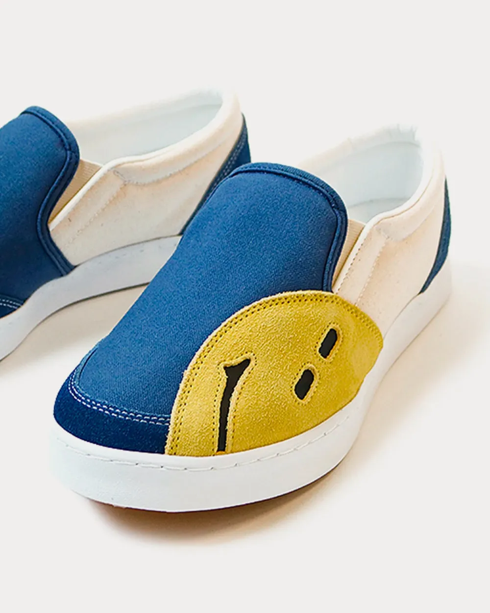 Rain Smile Natural & Blue Slip On Sneakers