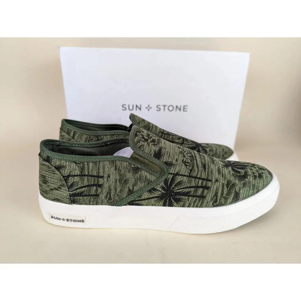 Sun Stone Men's Reins Slip-On Sneakers  Color Palm Print Size 10.5