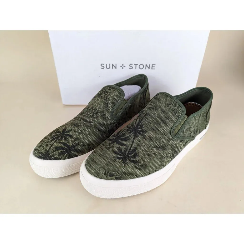 Sun Stone Men's Reins Slip-On Sneakers  Color Palm Print Size 10.5