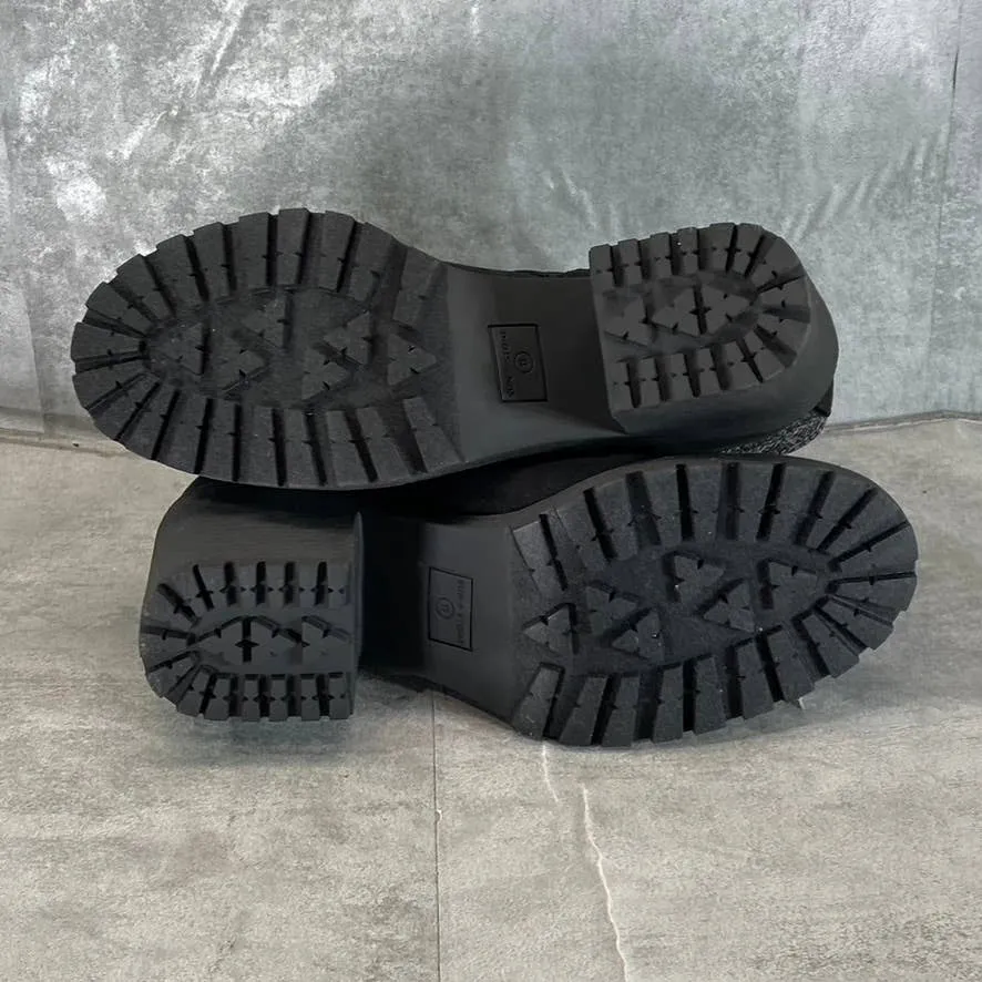 SUN STONE Women's Black Romina Lug-Sole Block-Heel Lace-Up Hiker Booties SZ11