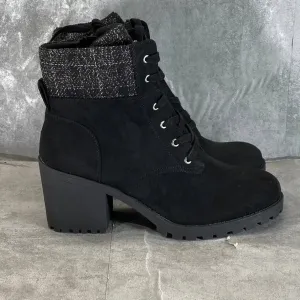 SUN STONE Women's Black Romina Lug-Sole Block-Heel Lace-Up Hiker Booties SZ11
