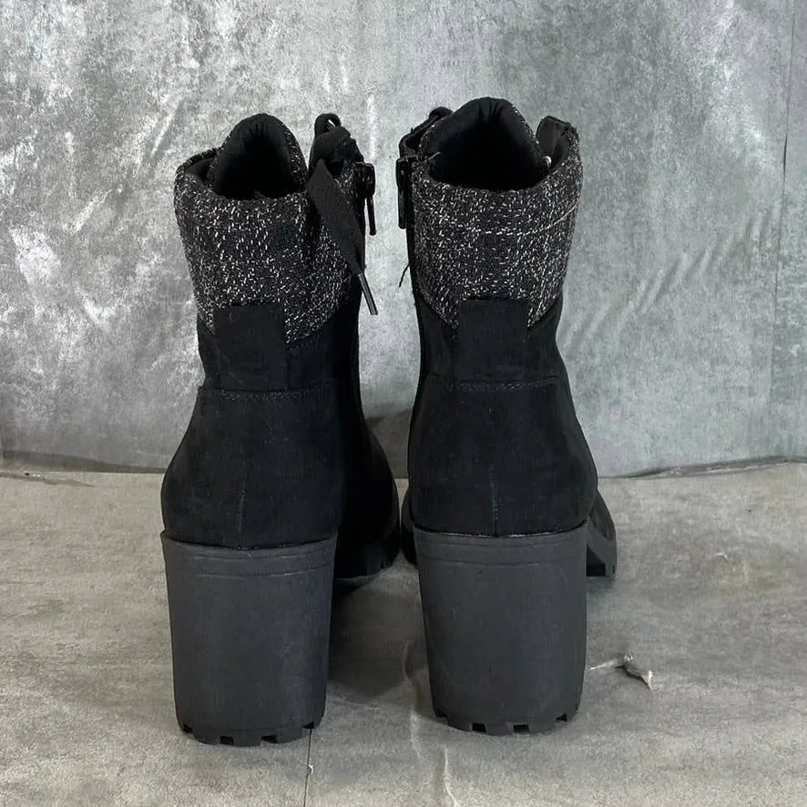 SUN STONE Women's Black Romina Lug-Sole Block-Heel Lace-Up Hiker Booties SZ11