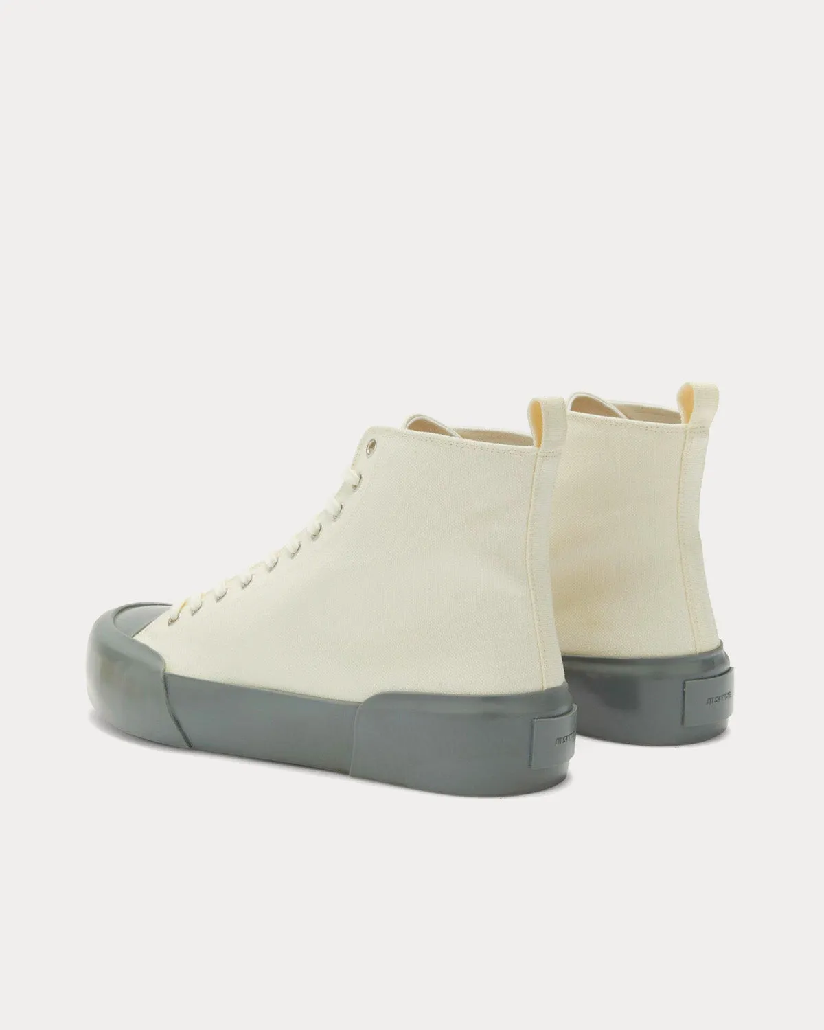 Vulcanised Rubber & Canvas White / Grey High Top Sneakers