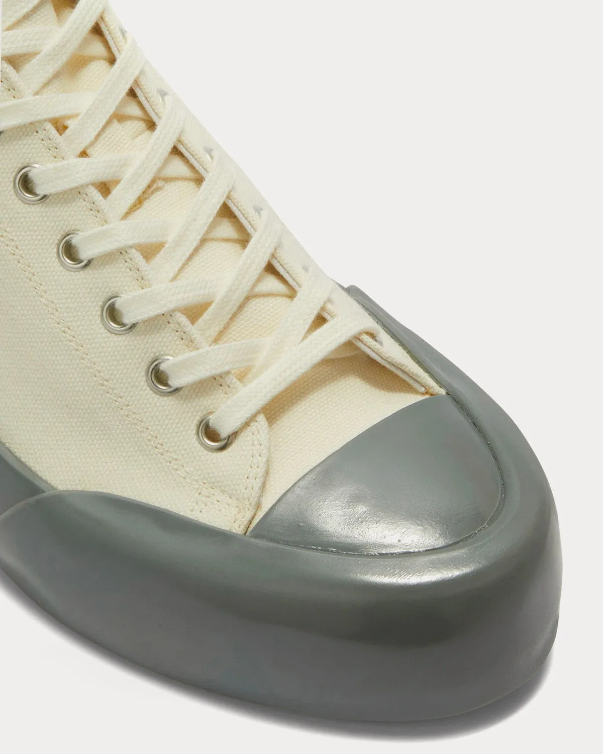 Vulcanised Rubber & Canvas White / Grey High Top Sneakers