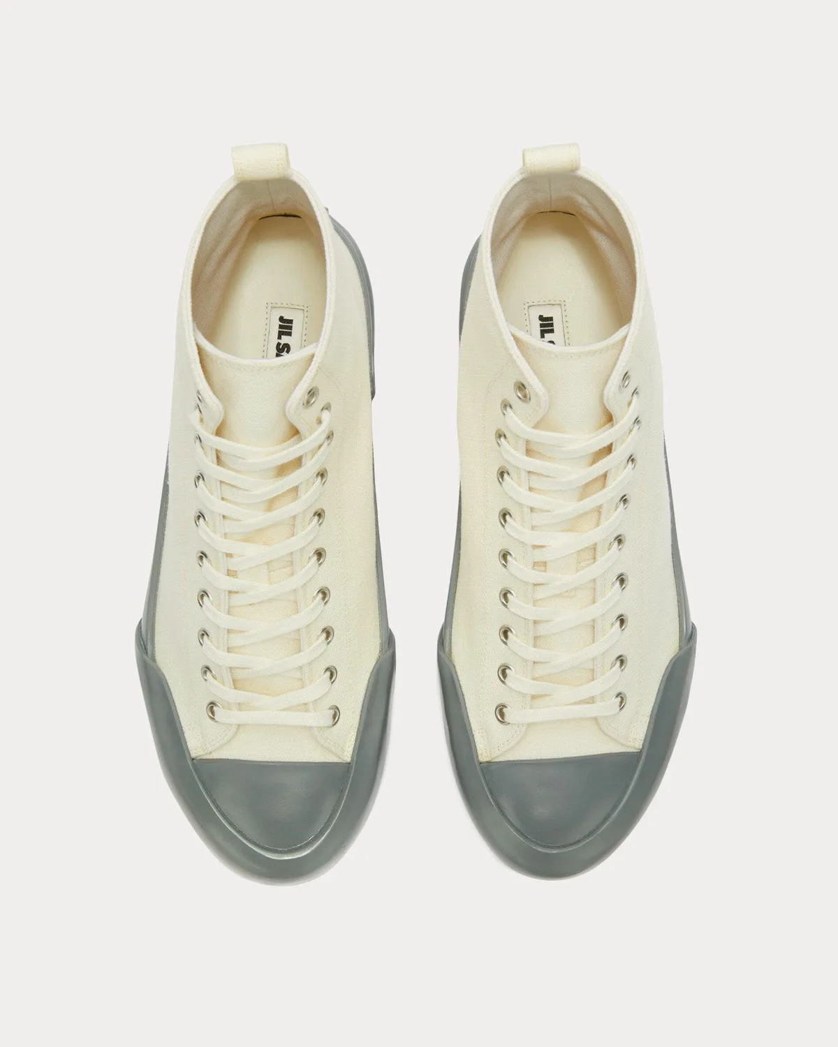 Vulcanised Rubber & Canvas White / Grey High Top Sneakers