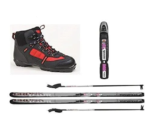 Whitewoods New Junior NNN Cross Country Package Skis Boots Poles 137cm (35, 30-60 lbs.)