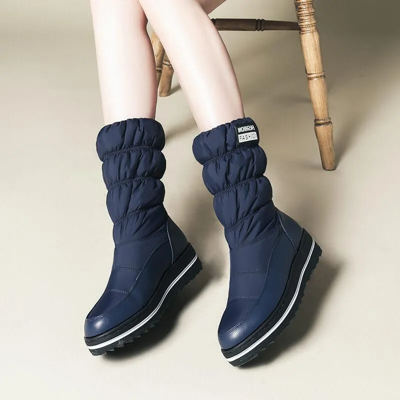 Winter Platform Flat Round Toe Mid Calf Boots