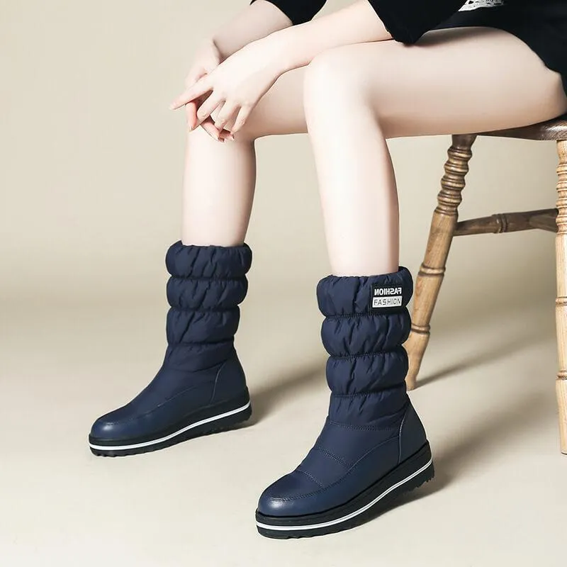 Winter Platform Flat Round Toe Mid Calf Boots