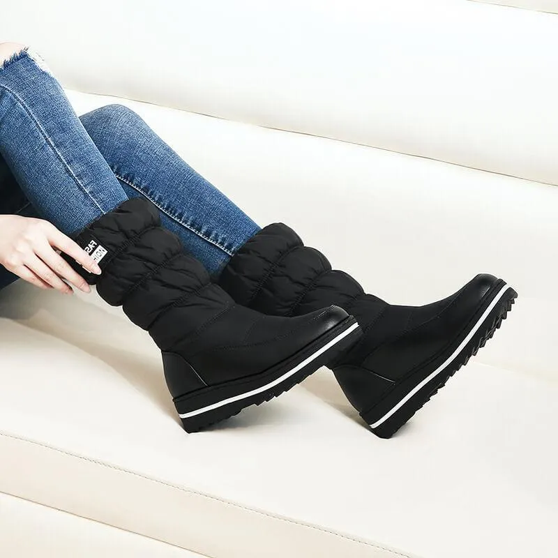 Winter Platform Flat Round Toe Mid Calf Boots