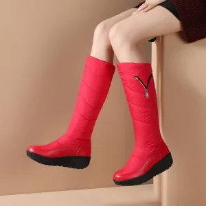 Winter Wedge Flat Round Toe Knee High Boots