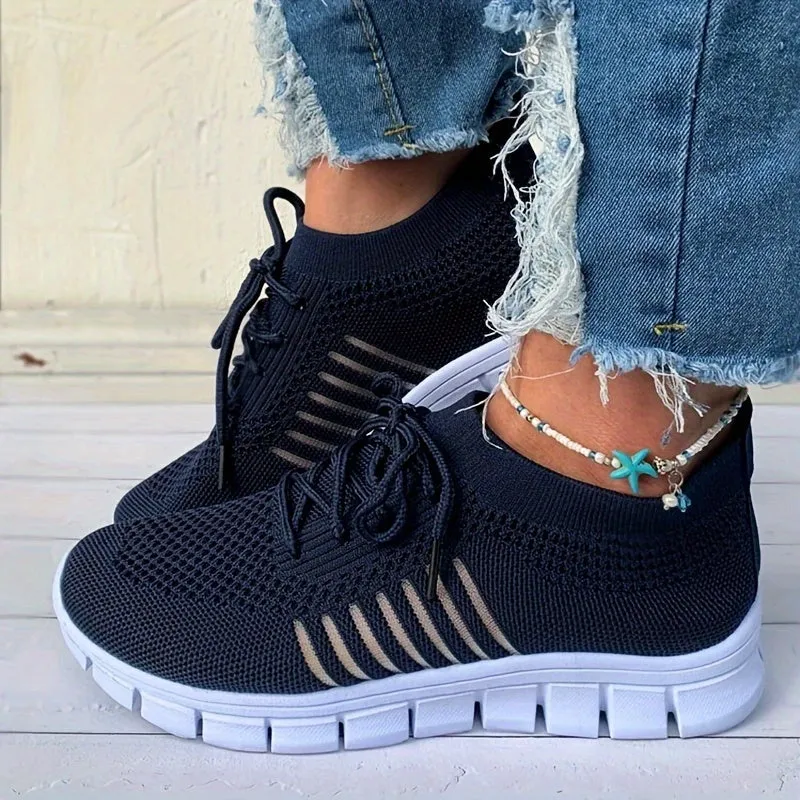 Women's Plain toe Low Top Lightweight Sneakers Shoes