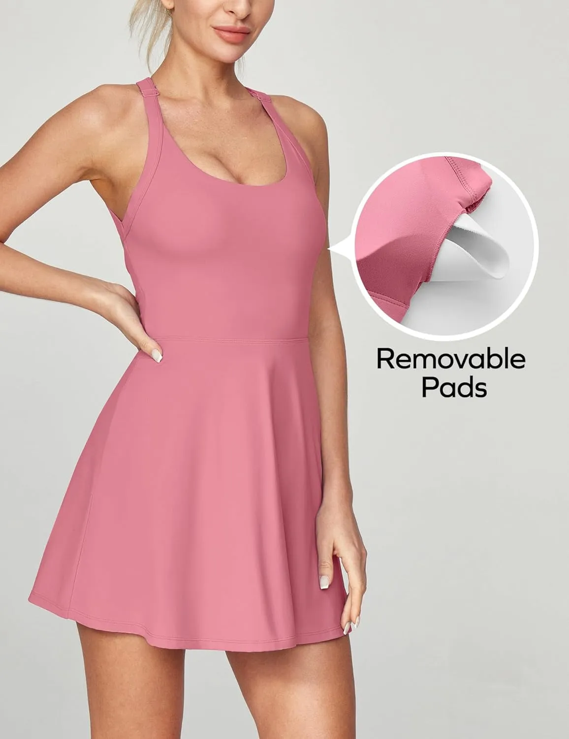 Womens Tennis Dress with Built in Shorts & Bra Cut Out Twisted Athletic Dress for Women Workout Golf Dresses