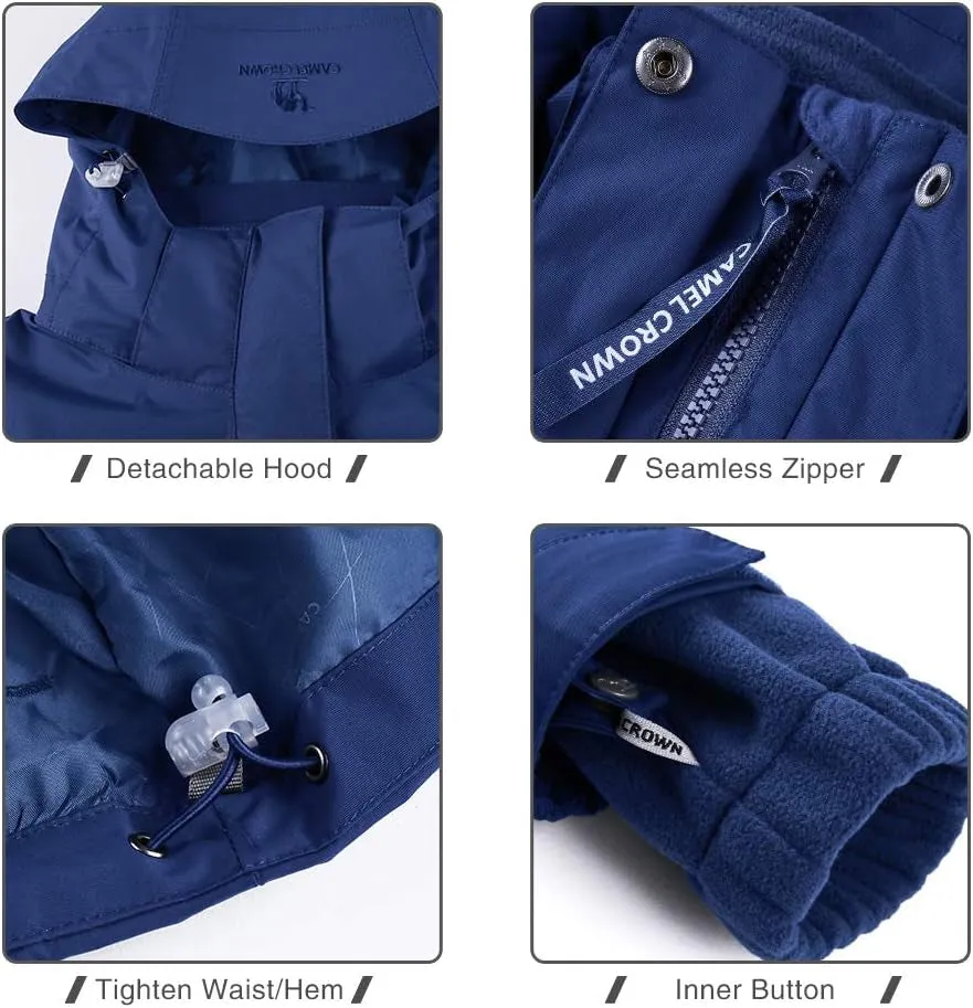 Womens Waterproof Ski Jacket 3-In-1 Windbreaker Winter Coat Fleece Inner for Rain Snow Outdoor Hiking