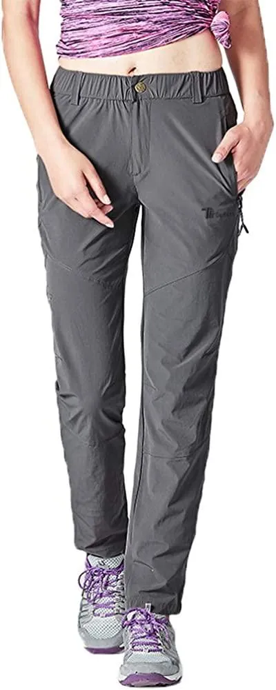 YSENTO Womens Outdoor Walking Hiking Trousers Lightweight Quick Dry Water Resistant Trekking Pants With Zipper Pockets